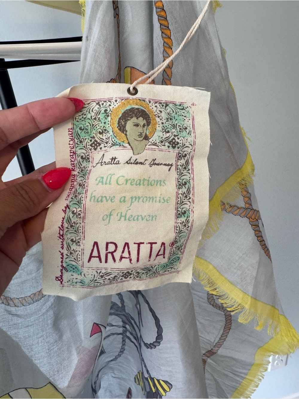 Aratta Gray Scarf Throw with Yellow & Pink Accents - Picture 2 of 2